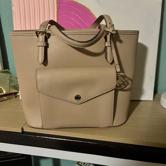 Michael Kors Taupe Leather Tote with Gold Hardware - Picture 2 of 7